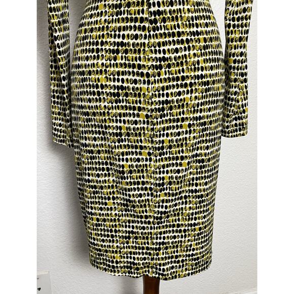 Calvin Klein Dress Mini Stretch Knit Pleated Print Multicolor V Neck - Picture 8 of 11